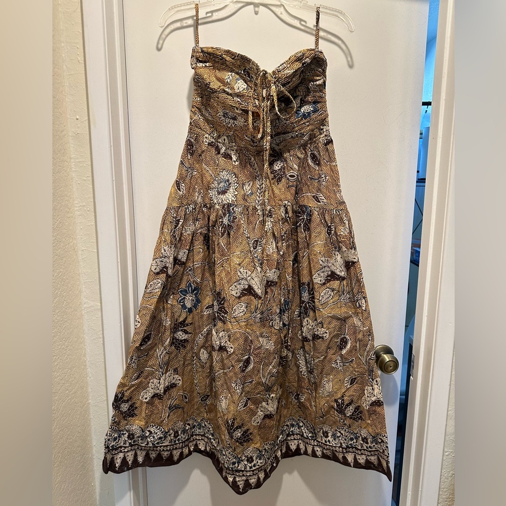 Ulla Johnson Ella Dress in Oleander Color & Pattern Strapless 100% Cotton Size 4